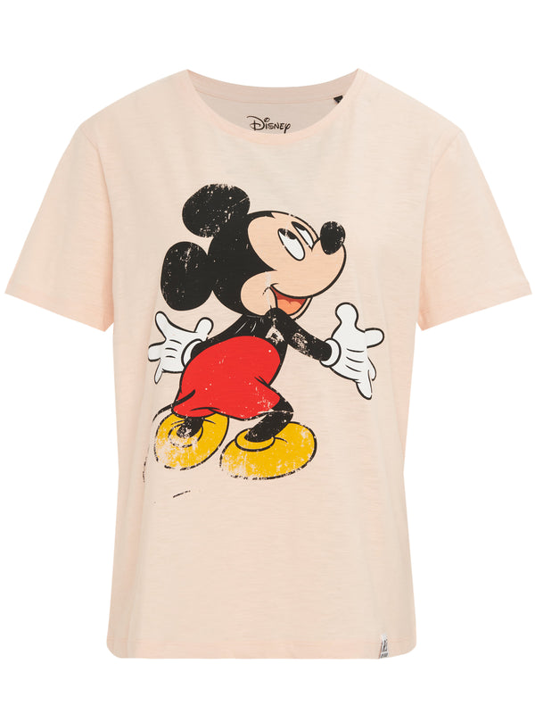 Recovered Clothing Disney Mickey Mouse Hug Pink Fitted Womens T-Shirt