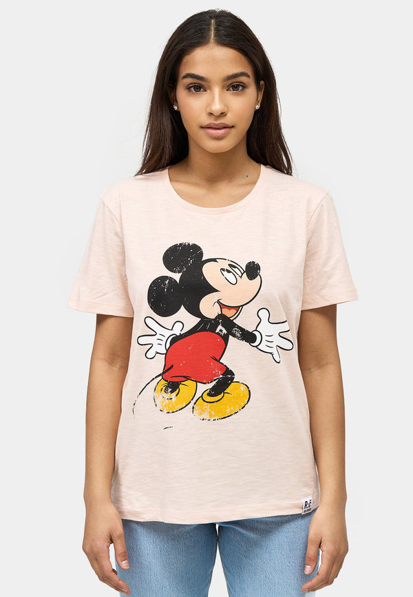 recovered clothing Disney Mickey Mouse Hug Pink Fitted Womens T-Shirt