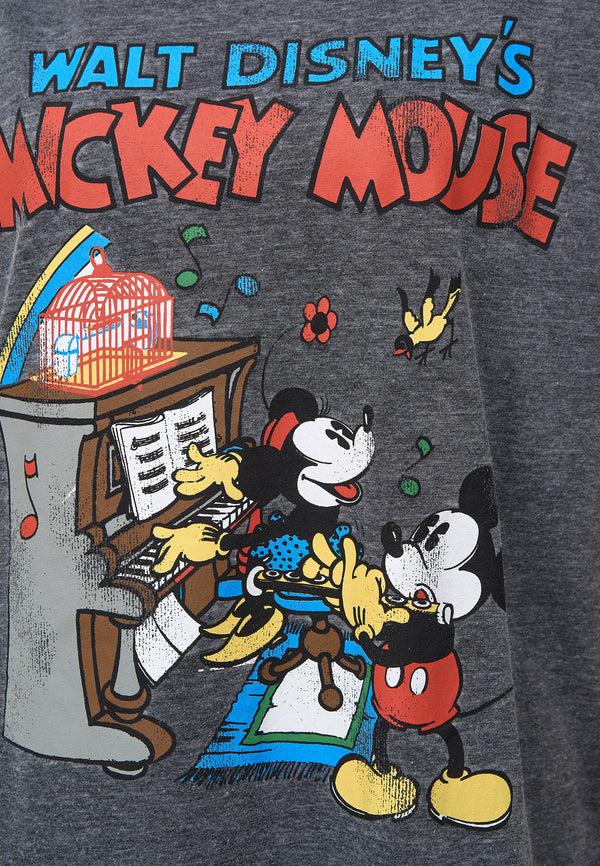 Recovered Clothing Disney Mickey Mouse & Minnie Vintage Poster Charcoal Womens Boyfriend T-shirt