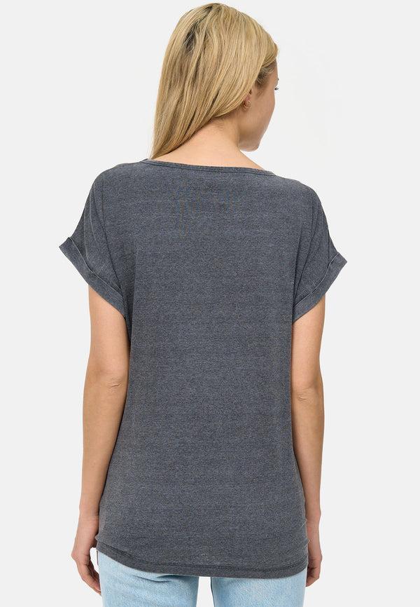 Recovered Clothing Disney Mickey Mouse Off Centre Print Grey Marl Womens Boyfriend T-Shirt