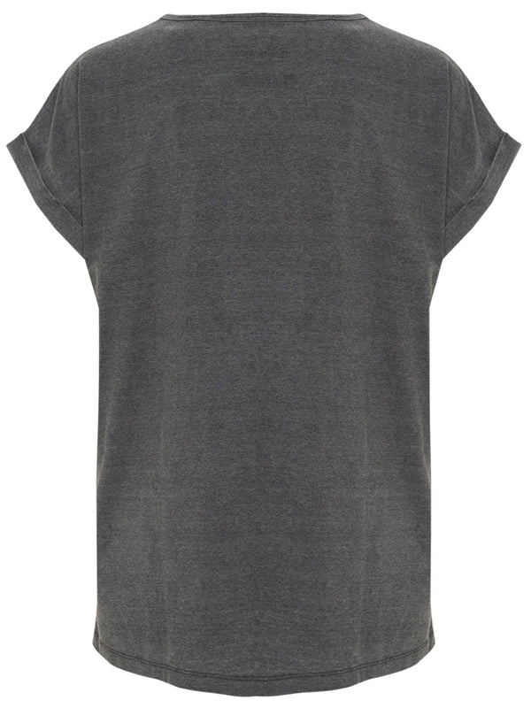 Recovered Clothing Disney Mickey Mouse Off Centre Print Grey Marl Womens Boyfriend T-Shirt