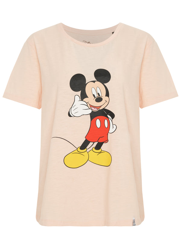 Recovered Clothing Disney Mickey Mouse Phone Pink Womens Fitted T-Shirt