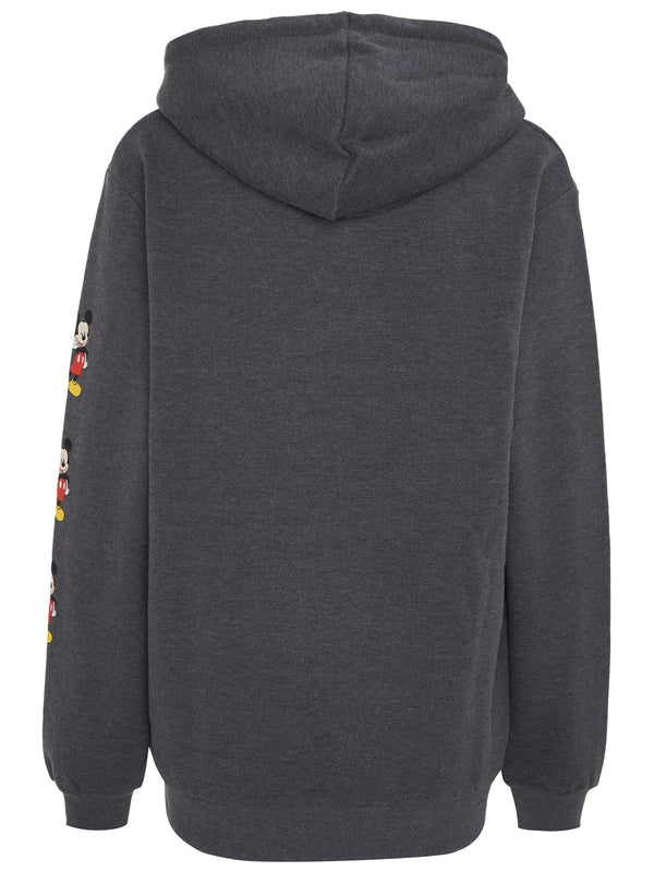Recovered Clothing Disney Mickey Mouse Phone Sleeve Print Charcoal Womens Hooded Sweatshirt