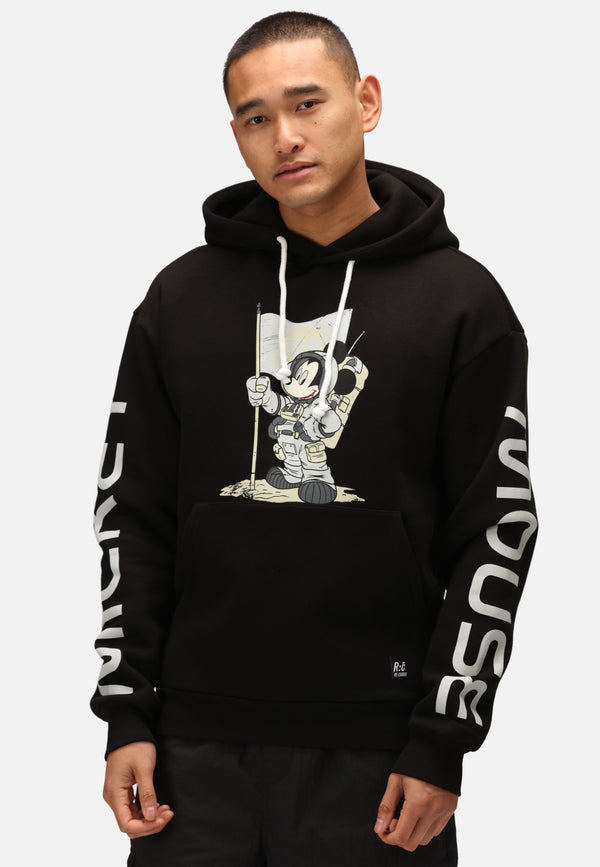 recovered clothing Disney Space Mickey Black Hooded Sweatshirt recovered clothing Disney Space Mickey Black Hooded Sweatshirt