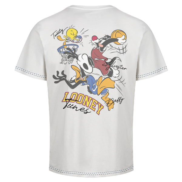 Recovered Clothing Looney Tunes Basketball Ecru Relaxed T-shirt By Recovered