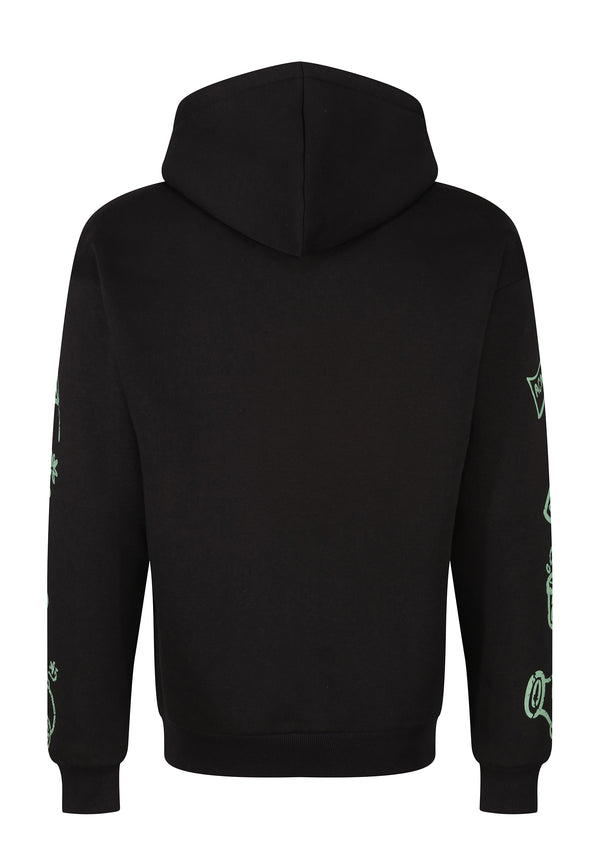 Recovered Clothing Looney Tunes Martian Marvin Sleeve Print Black Hooded Sweatshirt
