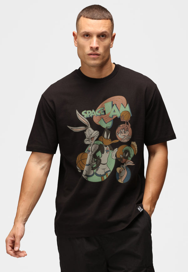 recovered clothing Looney Tunes Space Jam Relaxed Black T-Shirt recovered clothing Looney Tunes Space Jam Relaxed Black T-Shirt