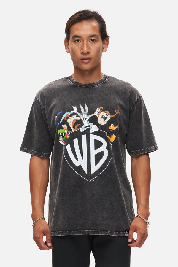 recovered clothing Looney Tunes Washed Black Relaxed T-shirt by Recovered