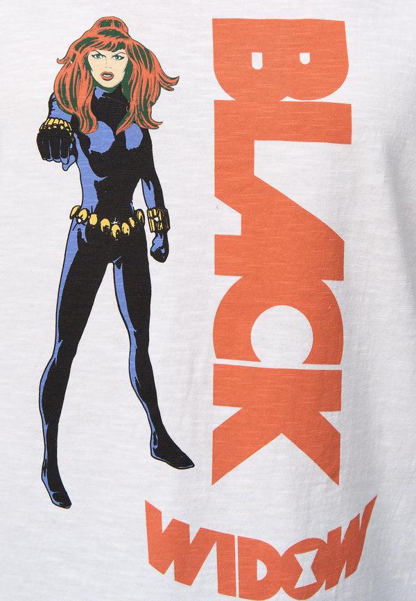 Recovered Clothing Marvel Black Widow Graphic Print Ecru Womens Fitted T-Shirt