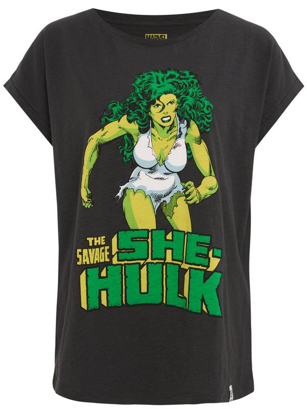 Recovered Clothing Marvel She Hulk Black Womens Boyfriend T-Shirt