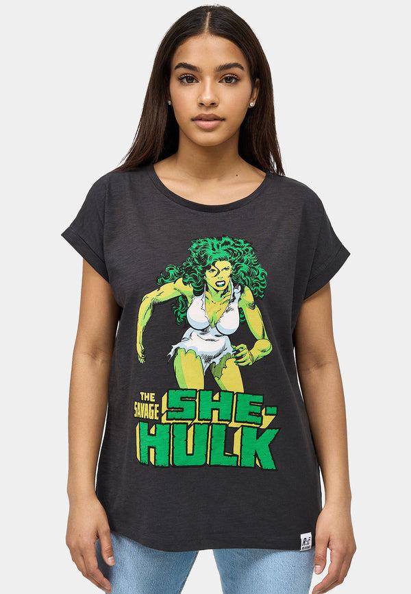 recovered clothing Marvel She Hulk Black Womens Boyfriend T-Shirt