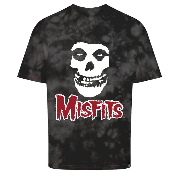 Recovered Clothing Misfits Skull Black Tie-Dye Relaxed T-Shirt By Recovered