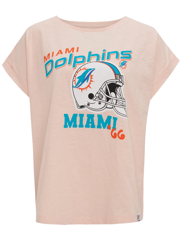 Recovered Clothing NFL 66 Miami Dolphins Pink Womens Boyfriend T-Shirt