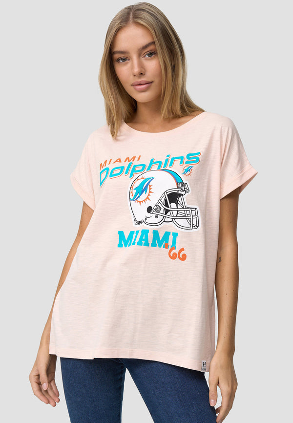 recovered clothing NFL 66 Miami Dolphins Pink Womens Boyfriend T-Shirt