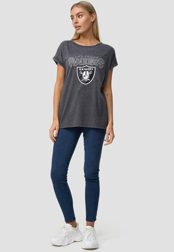 Recovered Clothing NFL Raiders Charcoal Womens Boyfriend T-Shirt