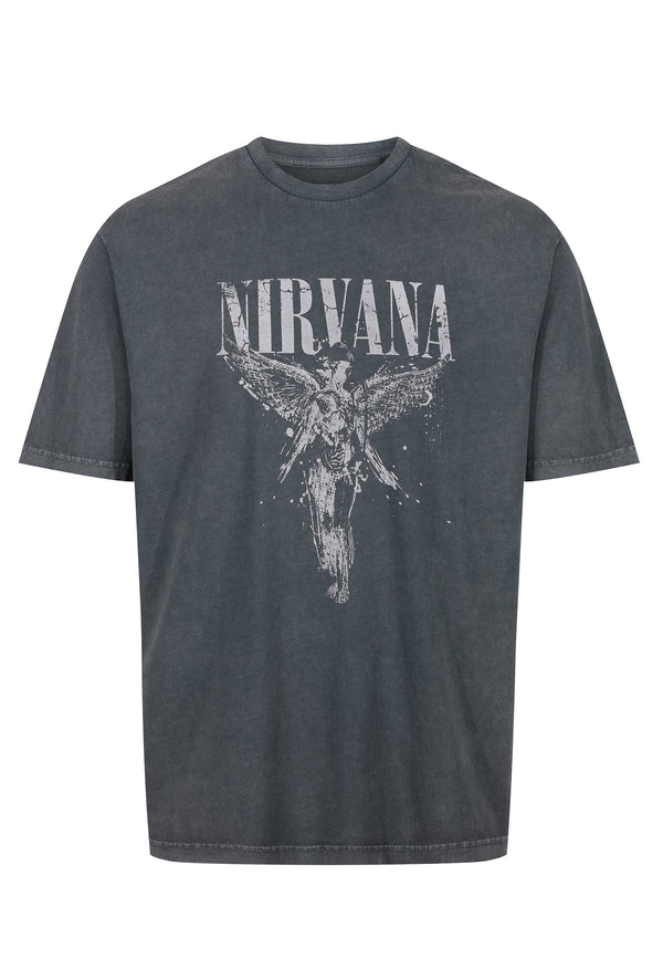 Recovered Clothing Nirvana One Tone Angel Washed Black Relaxed T-Shirt