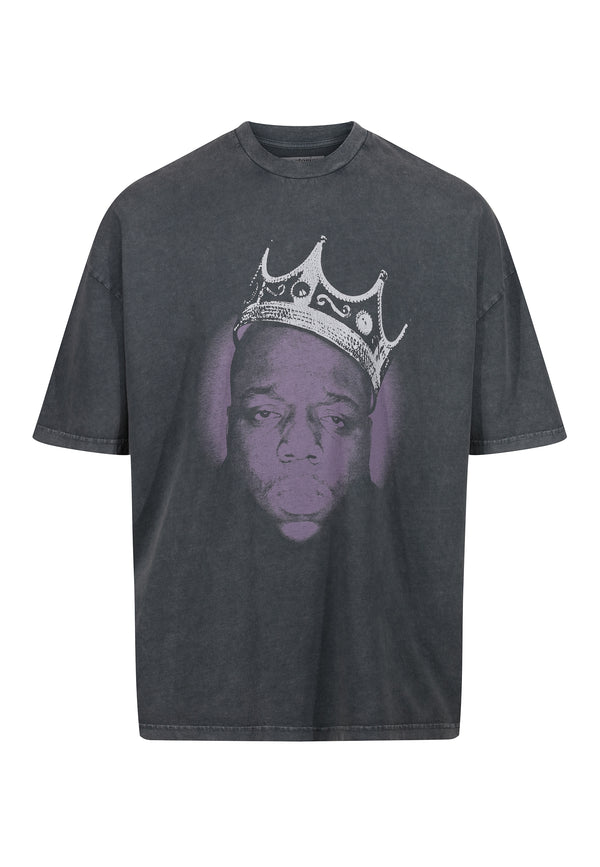 Recovered Clothing Notorious B.I.G Purple Crown Washed Black Oversized T-Shirt