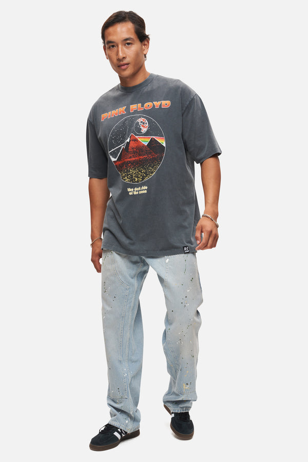Recovered Clothing Pink Floyd Pyramid Dark Side Of The Moon Washed Black Relaxed T-Shirt By Recovered