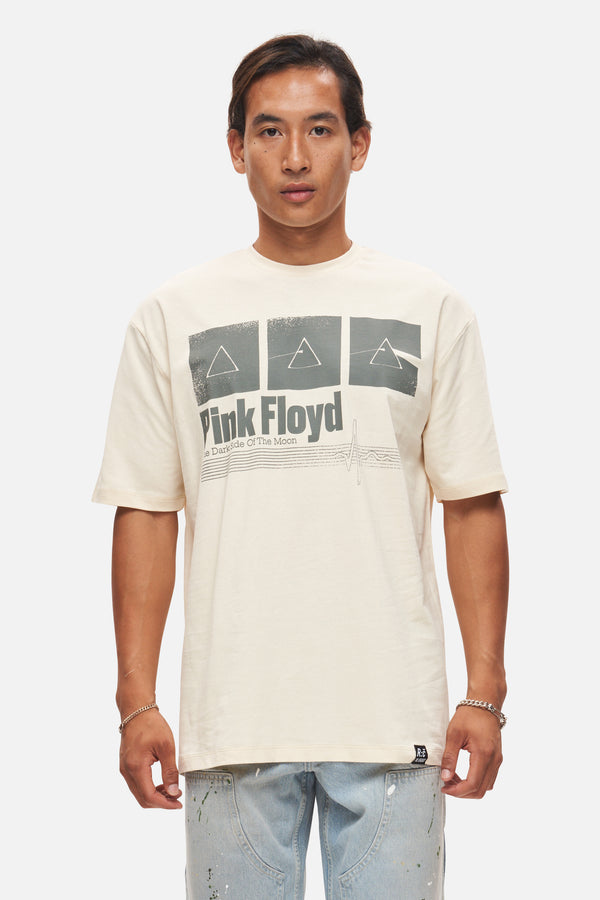 recovered clothing Pink Floyd Triangular Dark Side Of The Moon Ecru Slub Relaxed T-Shirt by Recovered