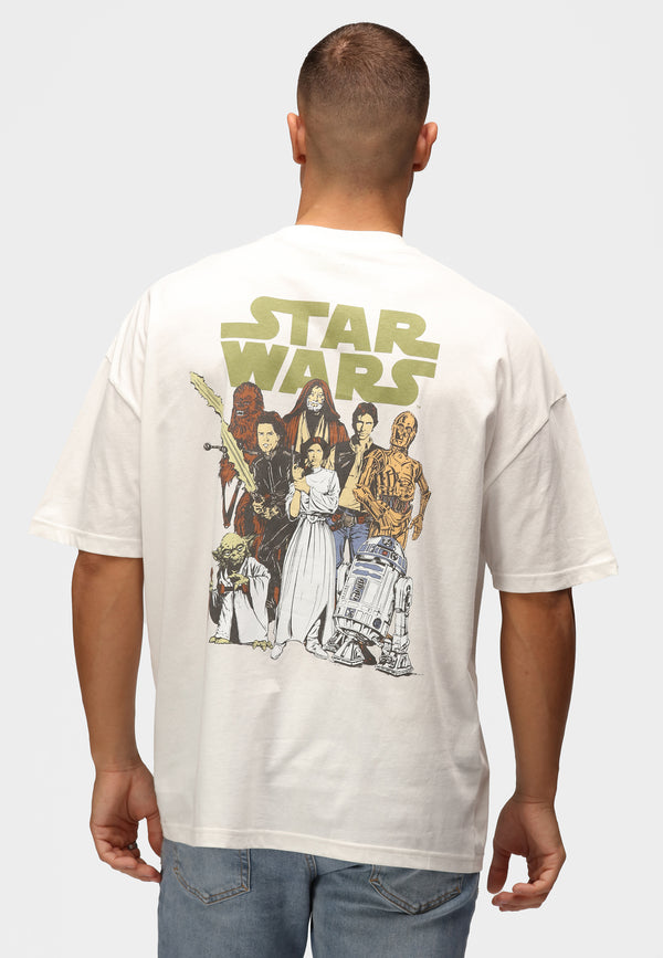 Recovered Clothing Star Wars Icon Sketch Group Print Ecru Oversized T-Shirt