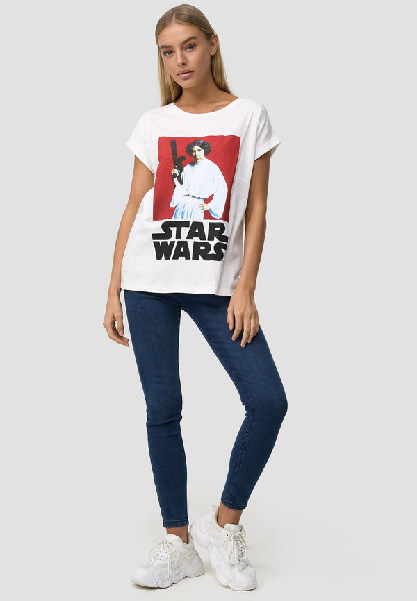 Recovered Clothing Star Wars Princess Leia Photography Ecru Womens Boyfriend T-Shirt