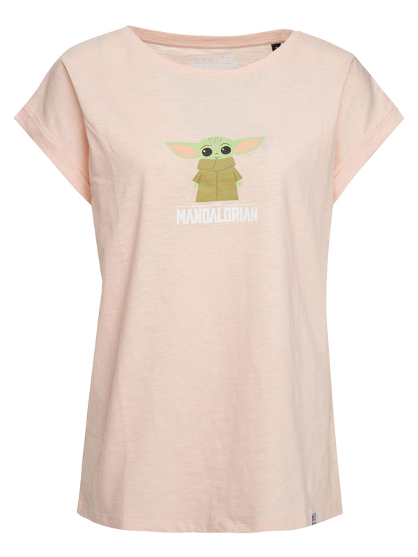 Recovered Clothing Star Wars The Child Mandalorian Pink Boyfriend T-Shirt
