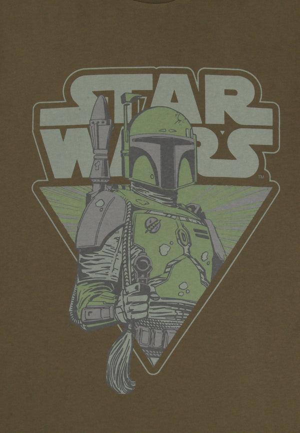 Recovered Clothing Star Wars The Mandalorian Tonal Print Khaki Green Long Sleeve T-Shirt