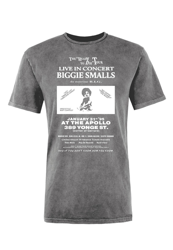 Recovered Clothing Unisex Biggie Smalls Concert Advertise Black Washed Relaxed T-shirt