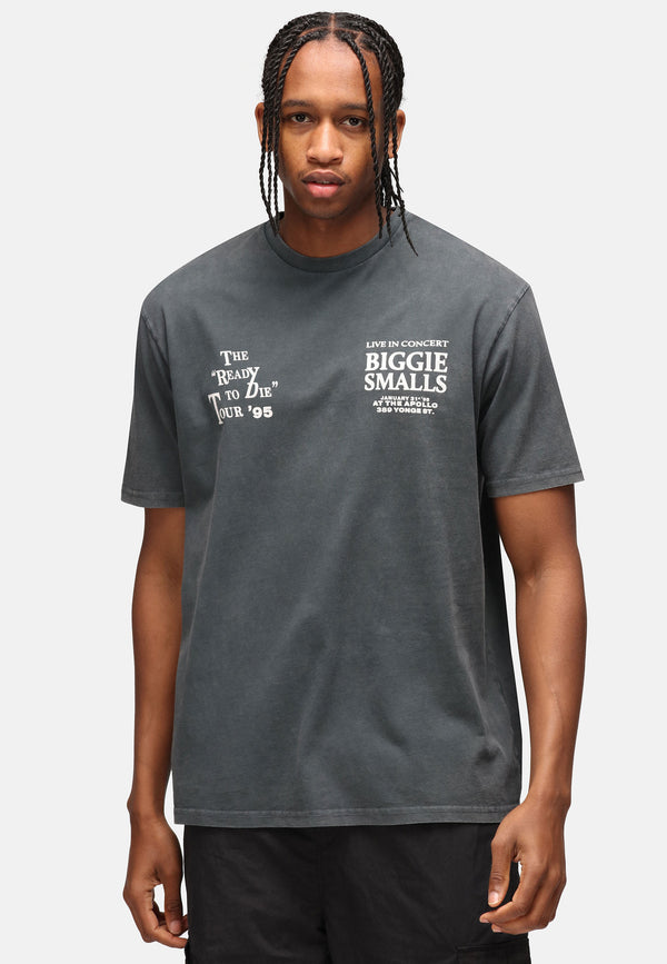 recovered clothing Unisex Biggie Smalls Concert Advertise Black Washed Relaxed T-shirt