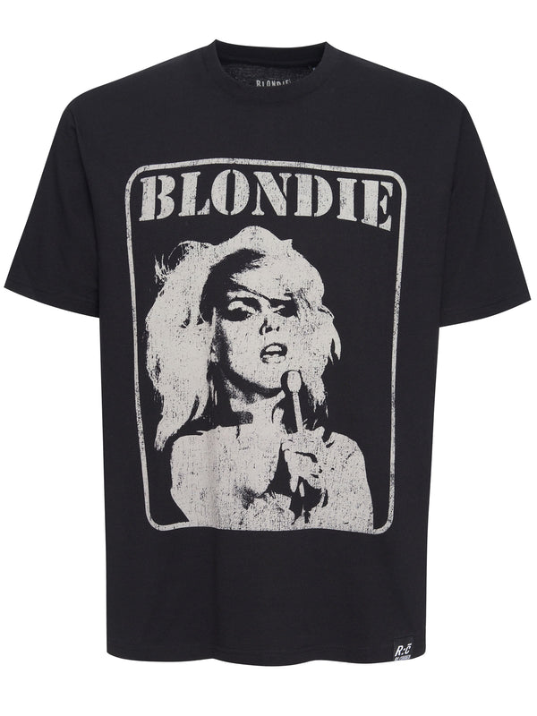 Recovered Clothing Unisex Blondie Heart Of Glass Face Relaxed Black T-Shirt
