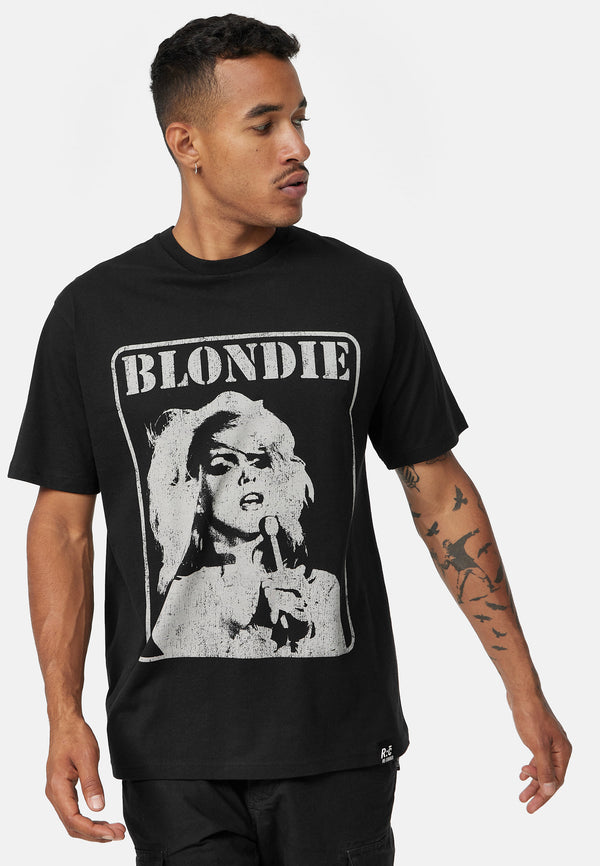 recovered clothing Unisex Blondie Heart Of Glass Face Relaxed Black T-Shirt