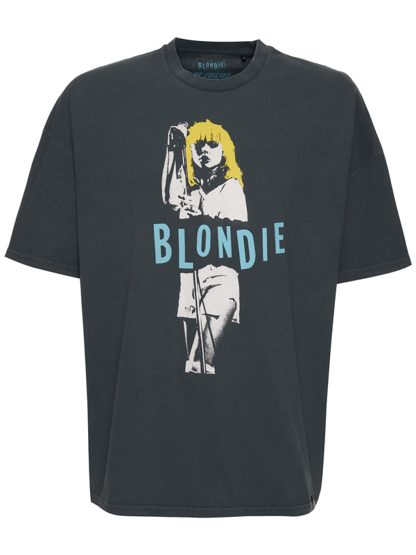 Recovered Clothing Unisex Blondie Singing Oversized Washed Black T-shirt