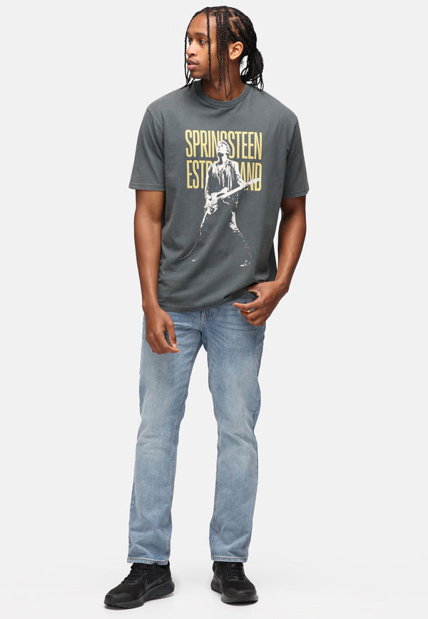 Recovered Clothing Unisex Bruce Springsteen Guitar Black Washed Relaxed T-shirt