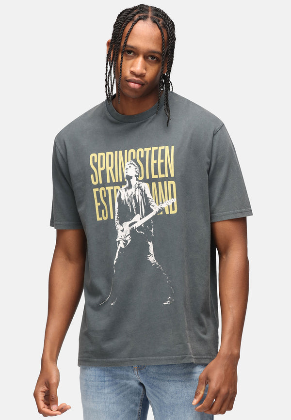 recovered clothing Unisex Bruce Springsteen Guitar Black Washed Relaxed T-shirt