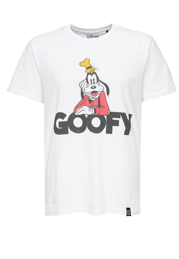 Recovered Clothing Unisex Disney Goofy Text White Core T-shirt