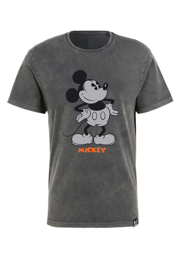 Recovered Clothing Unisex Disney Mickey Mouse Vintage Hand On Hips Black Washed T-shirt