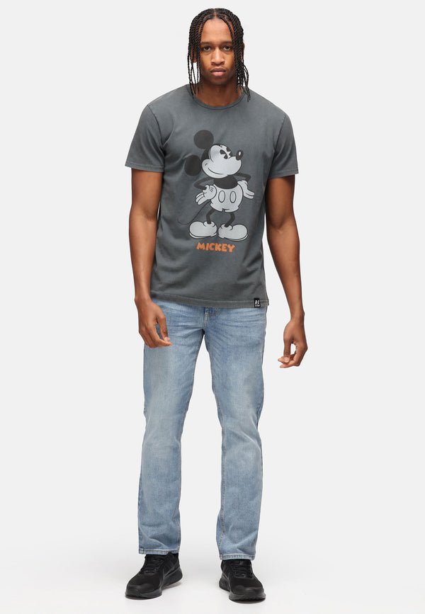 recovered clothing Unisex Disney Mickey Mouse Vintage Hand On Hips Black Washed T-shirt