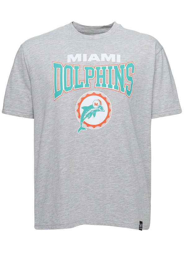 Recovered Clothing Unisex NFL Dolphins 66 Grey Marl Relaxed T-shirt