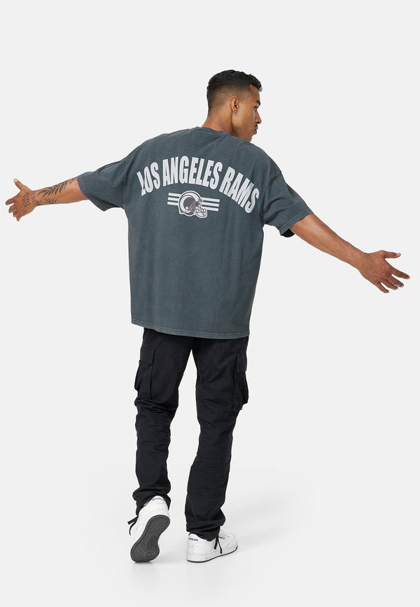 Recovered Clothing Unisex NFL Los Angeles Rams Oversized Washed Black T-Shirt