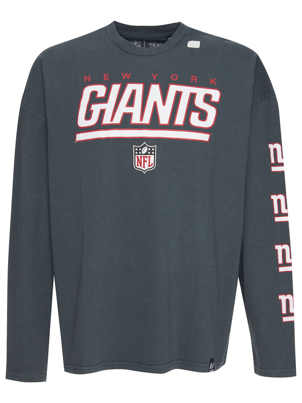 Recovered Clothing Unisex NFL New York Giants Oversized L/S Washed Black T-Shirt