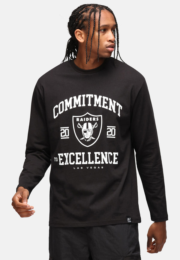 recovered clothing Unisex NFL Raiders Commitment To Excellence Black Relaxed Long Sleeve T-shirt