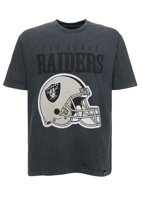 Recovered Clothing Unisex NFL Raiders Helmet Black Washed Relaxed T-shirt