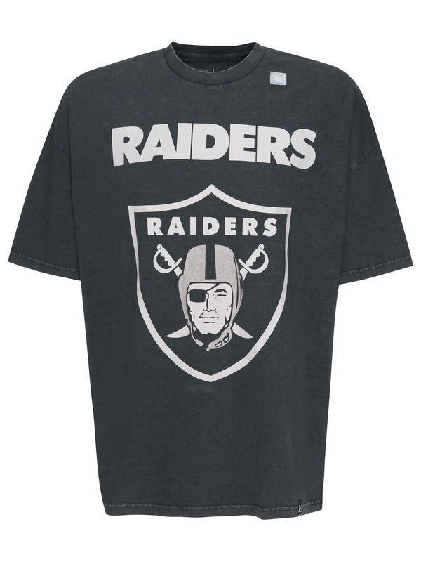 Recovered Clothing Unisex NFL Raiders Shield Oversized Washed Black T-Shirt