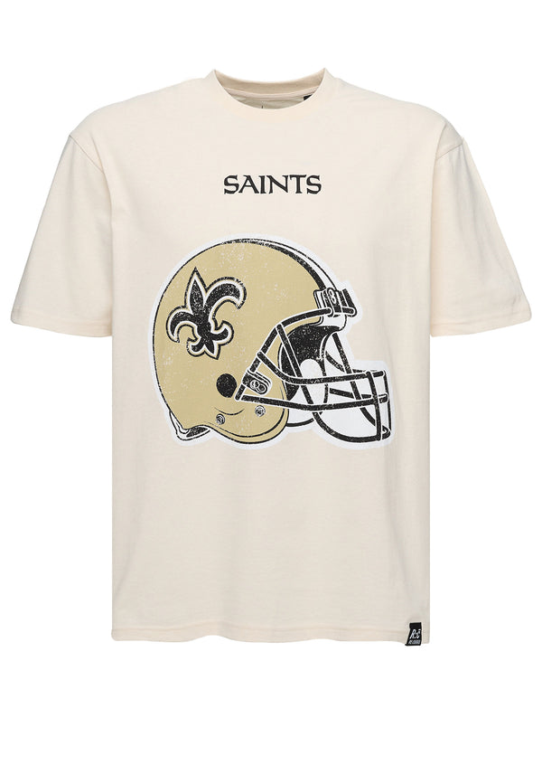Recovered Clothing Unisex NFL Saints Helmet Ecru Relaxed T-shirt