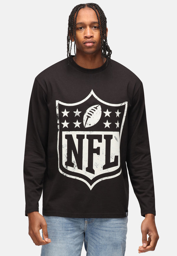 recovered clothing Unisex NFL Vintage Shield Black Relaxed Long Sleeve T-shirt