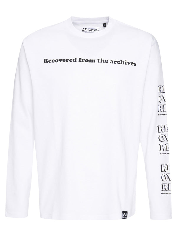 Recovered Clothing Unisex Recovered From The Archive Retro Relaxed L/S White T-shirt