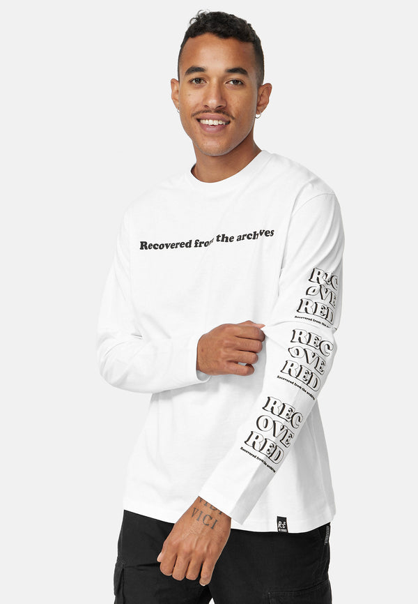recovered clothing Unisex Recovered From The Archive Retro Relaxed L/S White T-shirt