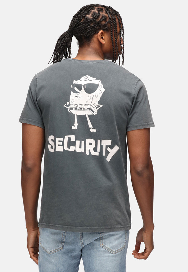 Recovered Clothing Unisex SpongeBob Security Black Washed T-shirt