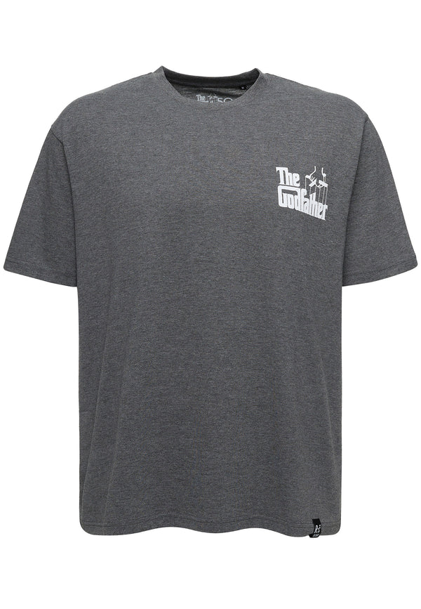 Recovered Clothing Unisex The Godfather B&W Sketch Print Dark Grey Marl Relaxed T-shirt