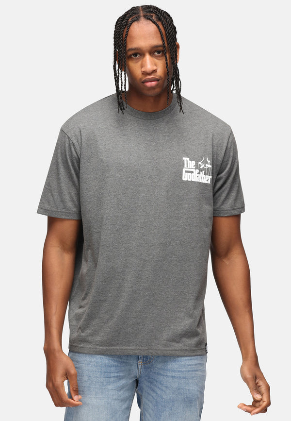 recovered clothing Unisex The Godfather B&W Sketch Print Dark Grey Marl Relaxed T-shirt